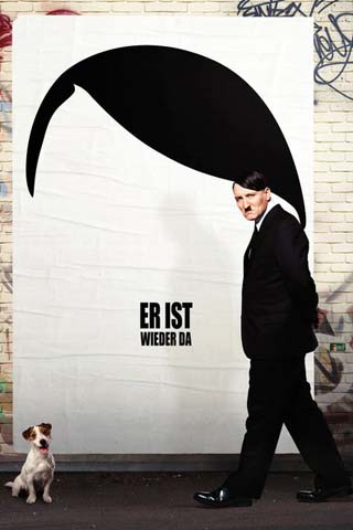 Poster do filme com fundo branco e silhueta de Hitler