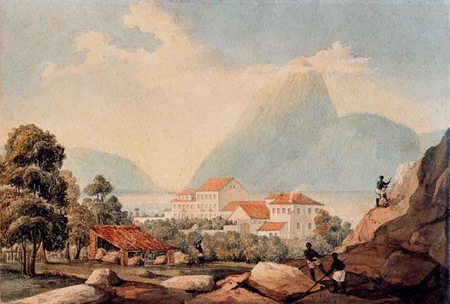 Vista do Pão de Açúcar por volta de 1820. Por Henry Chamberlain